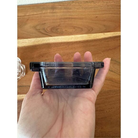 Glass bundle of 2 scents asymmetrical blue clear miniature candle holder cup tri - Picture 5 of 6